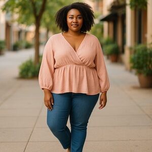 AVA & VIV Boho Dolman Sleeve Cotton Blouse Vacation Summer Plus Size 1X